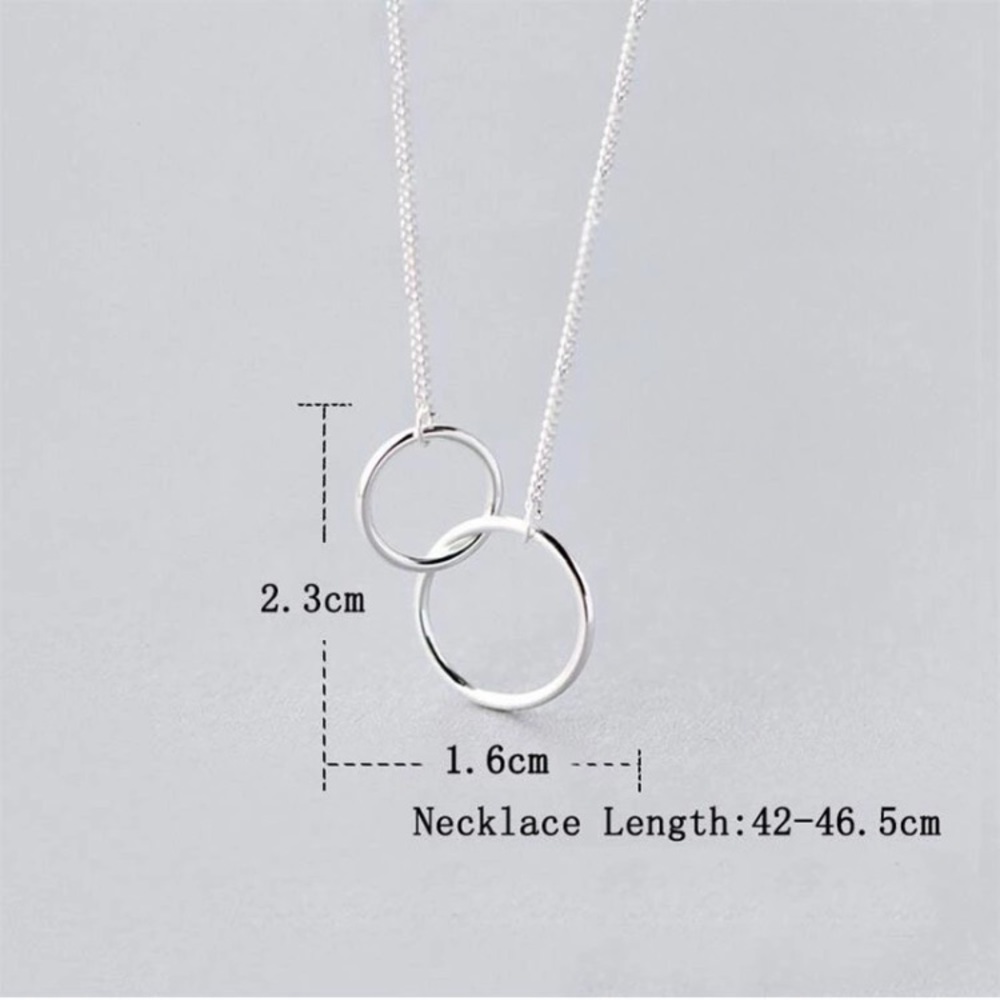 Sterling Silver 925 Double Circle Necklace - Picture 3 of 4